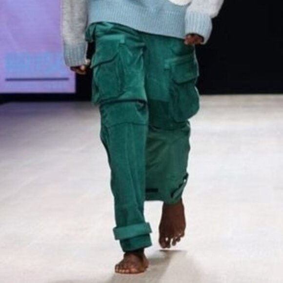 3.PARADIS PINO MULTI CORDUROY CARGO POCKET PANTS IN GREEN - Picture 3 of 7